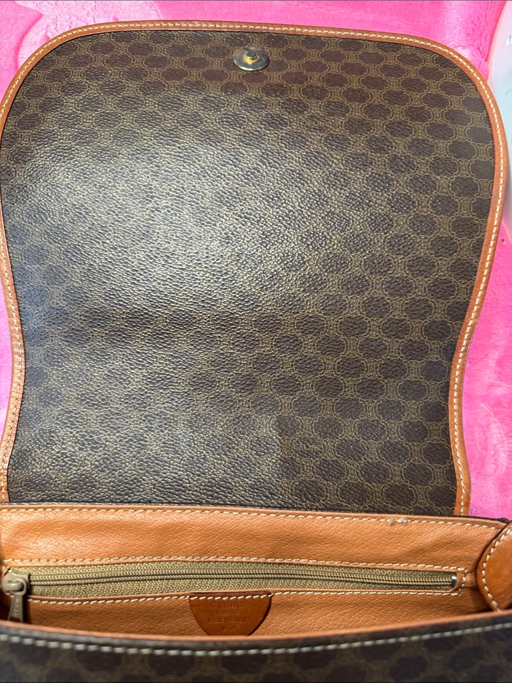 CELINE Vintage Macadam Triomphe Structured Crossbody Bag M14 Made In Italy - Picture 6 of 15
